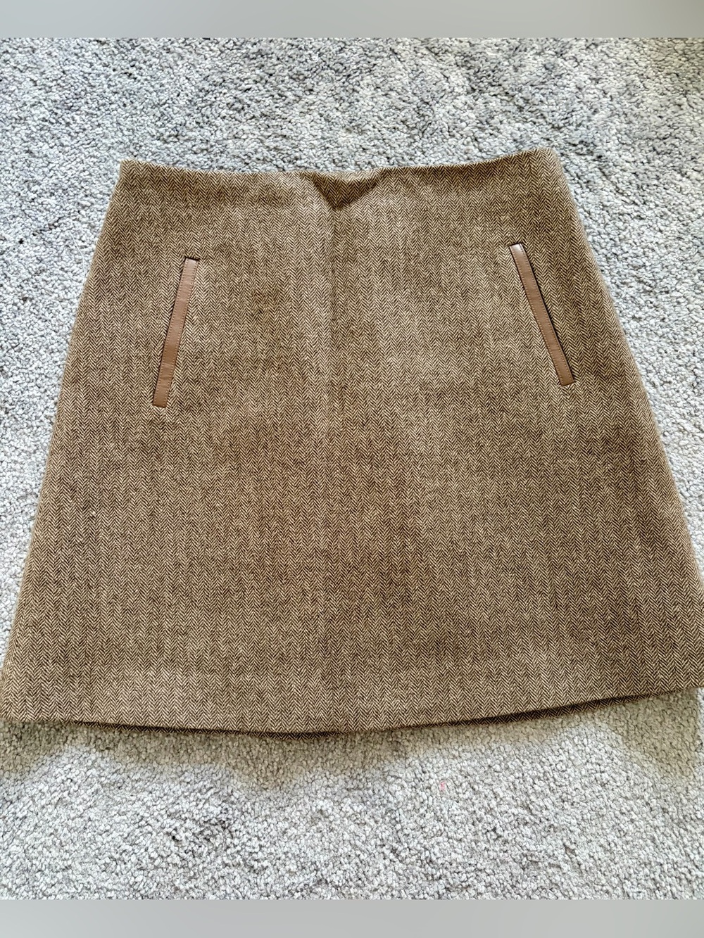 GOELIA Classic Brown Wool A-Line Skirt. Size M.